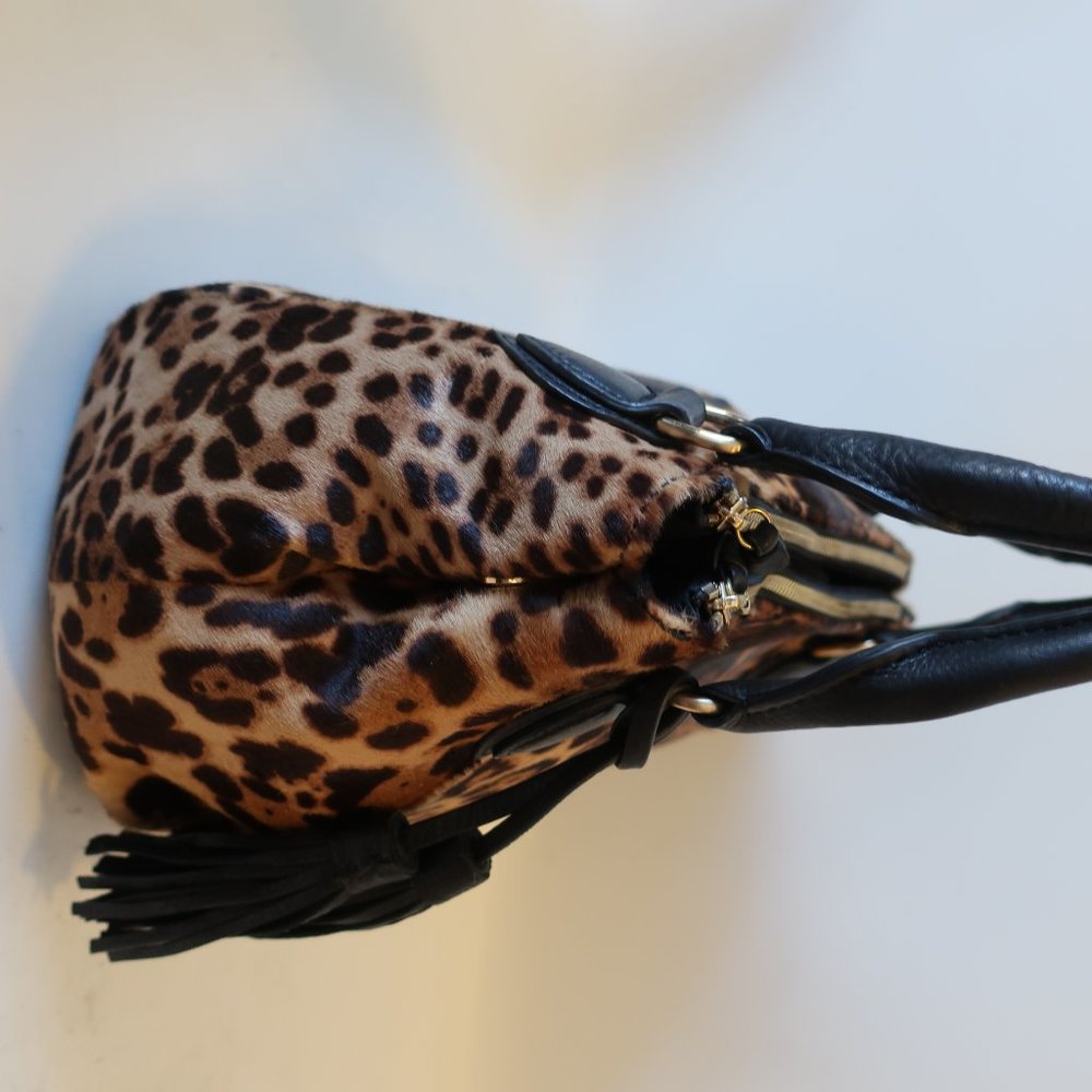 J. Crew Leopard Print Satchel with Black Accents - Picture 5 of 12
